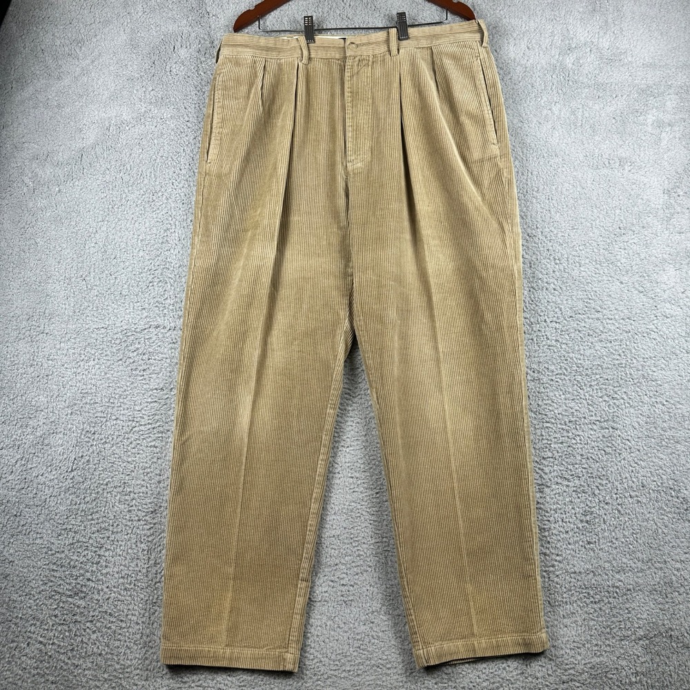 Polo Ralph Lauren Andrew Pant Men 38x32 (Fits 37x31) Tan Corduroy Double Pleated